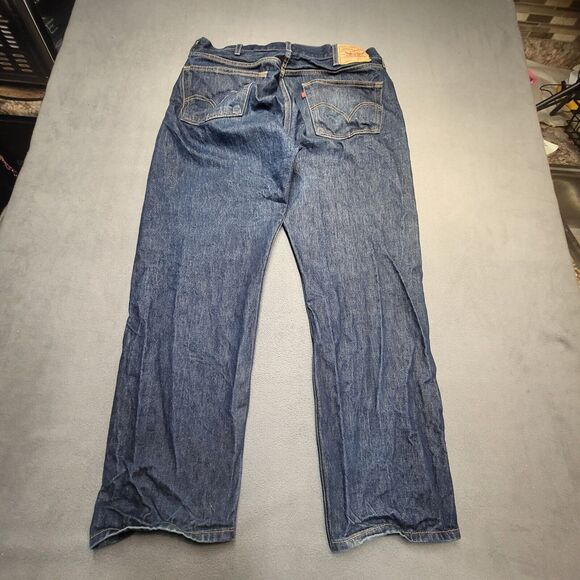 Levis 501 Jeans Mens 36x30 Blue Denim Straight Leg Distressed Button Fly - Picture 8 of 9